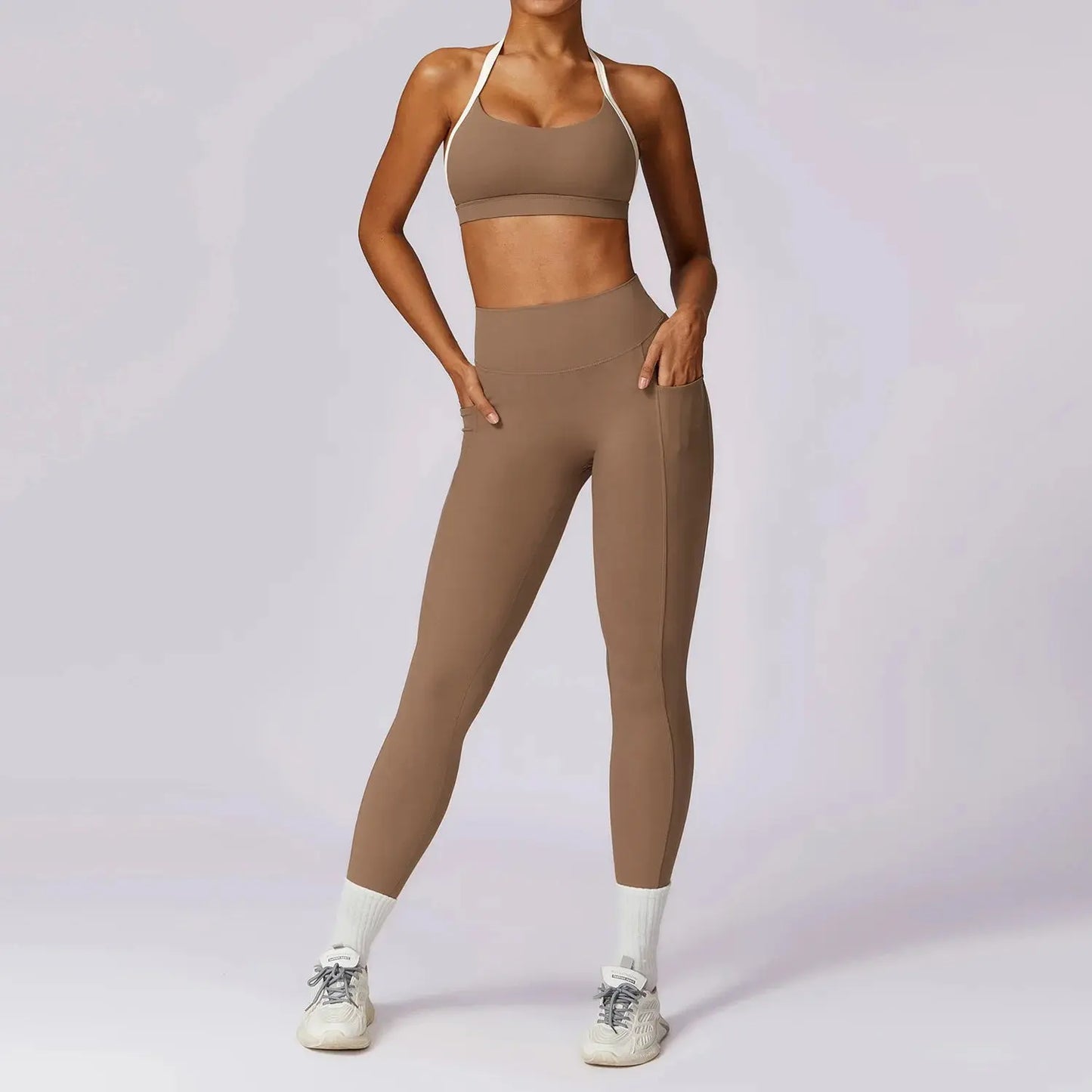 2 Pieces Women Tracksuit Yoga Set Workout Sportswear Gym Clothing Fitness Long Sleeve Crop Top High Waist Leggings Sports Suits - SlimmingHut