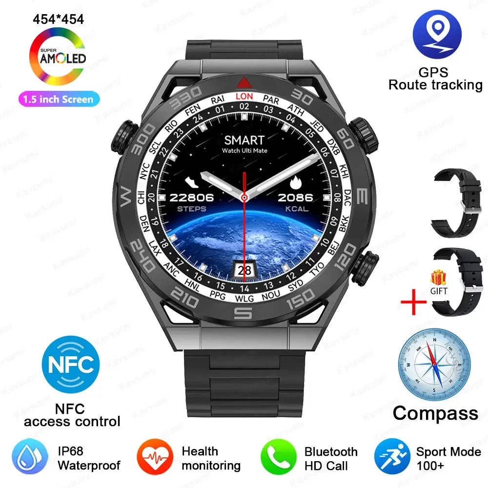 2024 New NFC Smart watch Men HD Bluetooth Call Custom Dial GPS Tracker Motion Fitness Waterproof Watches For Xiaomi Huawei IOS - SlimmingHut