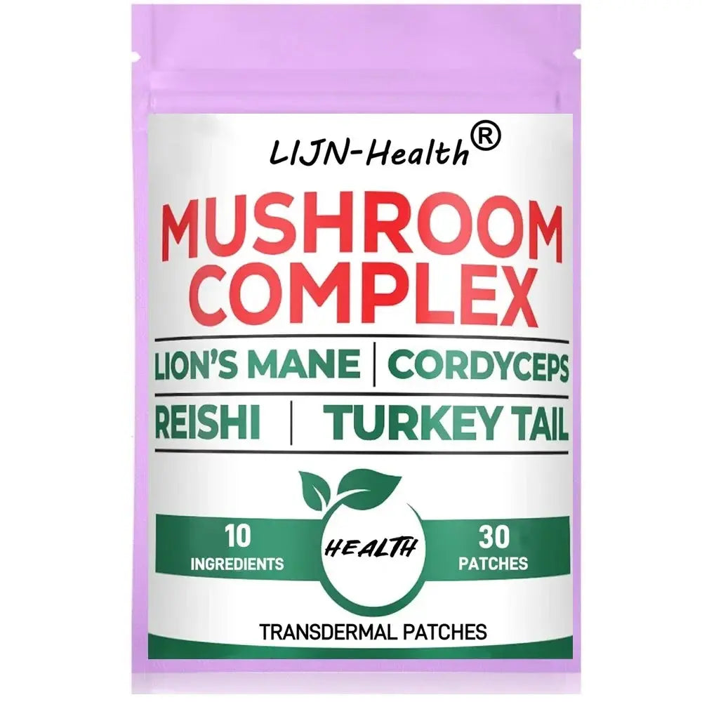 30 Patches 10 in1 Lions Mane Complex Transdermal Patches - Blended with Cordyceps Sinensis, Reishi Mushroom Turkey Tail Mushroom - SlimmingHut