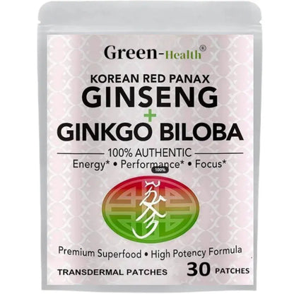 30 Patches Korean Red Panax Ginseng Transdermal Patches With Ginkgo Biloba Energy, Performance Focus for Men & Women SlimmingHut