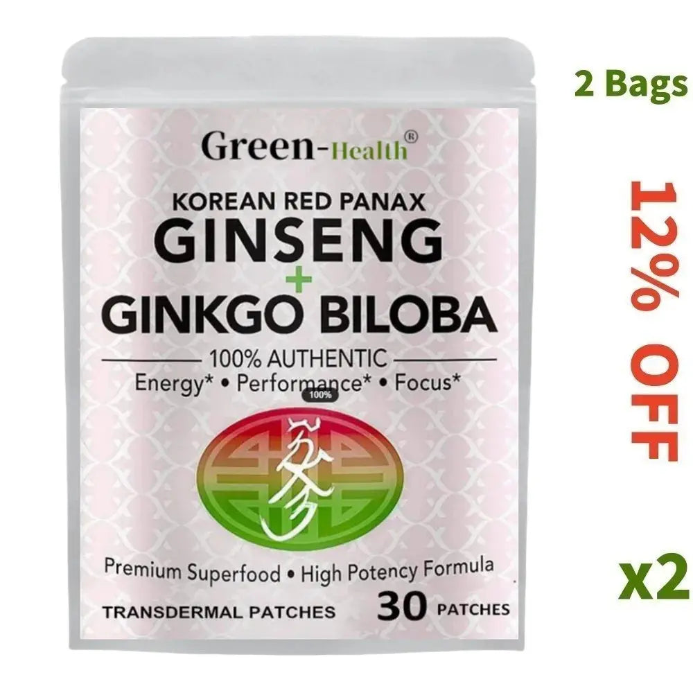 30 Patches Korean Red Panax Ginseng Transdermal Patches With Ginkgo Biloba Energy, Performance Focus for Men & Women - SlimmingHut