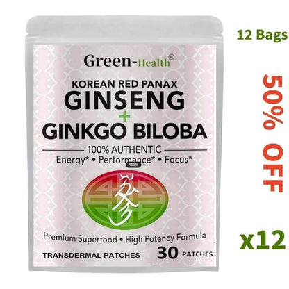 30 Patches Korean Red Panax Ginseng Transdermal Patches With Ginkgo Biloba Energy, Performance Focus for Men & Women - SlimmingHut