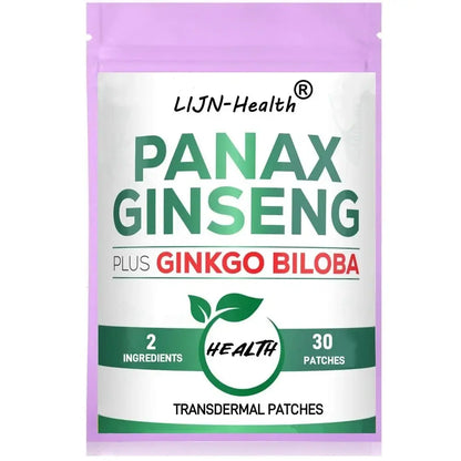 30 Patches Korean Red Panax Ginseng Transdermal Patches with Ginkgo Biloba Leaf Energy Brain Health Immune System - SlimmingHut