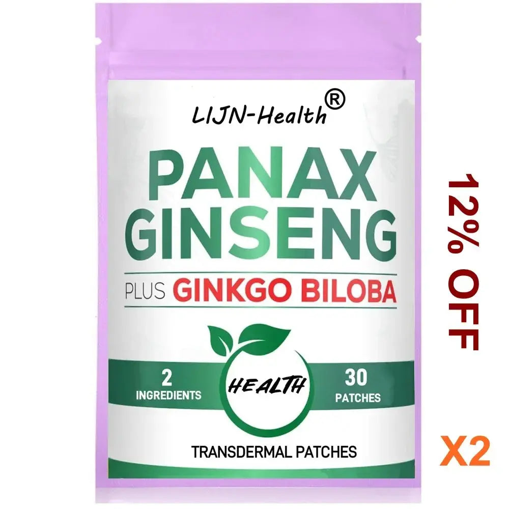 30 Patches Korean Red Panax Ginseng Transdermal Patches with Ginkgo Biloba Leaf Energy Brain Health Immune System - SlimmingHut