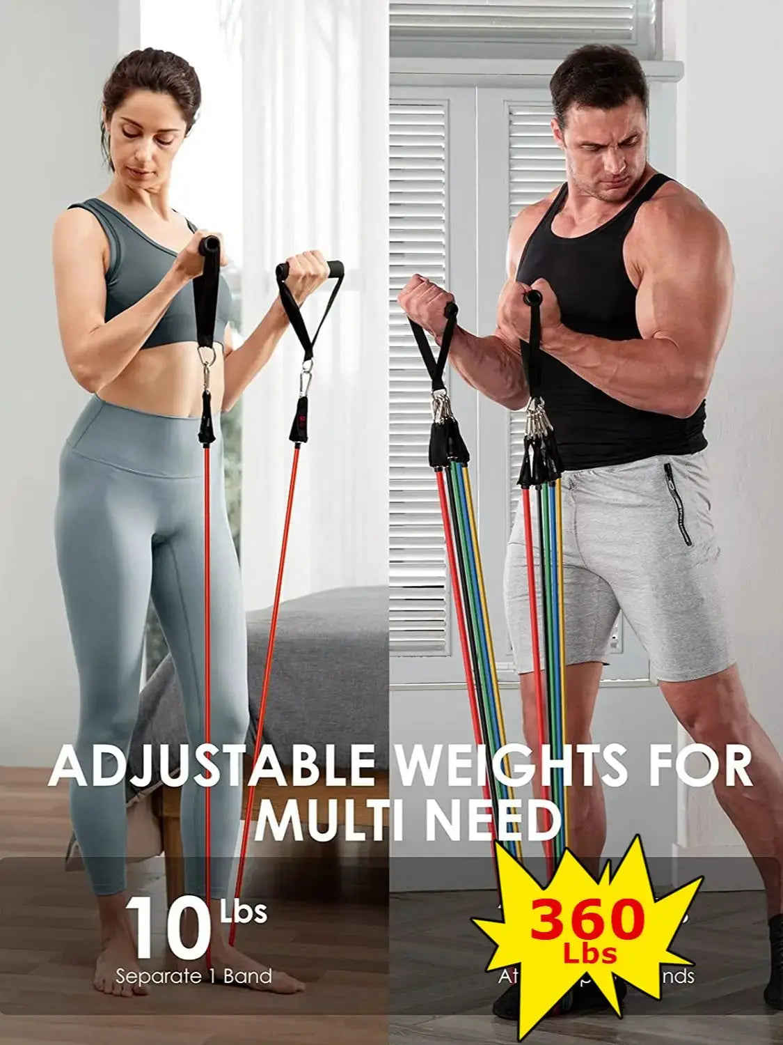 360lbs Fitness Exercises Resistance Bands Set Elastic Tubes Pull Rope Yoga Band Training Workout Equipment for Home Gym Weight SlimmingHut