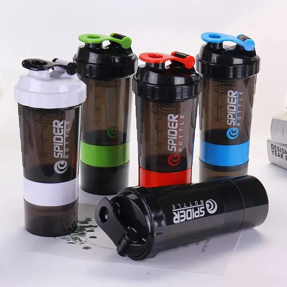 500ML Shaker Bottle Leak-proof Workout Shake Cup With Mixer Gym Sports Shaker Water Bottle With Pill Supplement Storage SlimmingHut