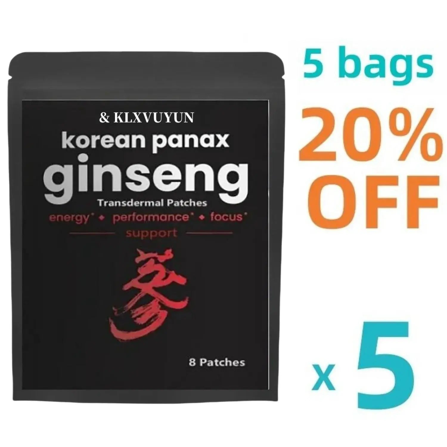 Korean Red Panax Ginseng 5000mcg 8 Transdermal Patches Strength Root ct Powder Supplement With High Ginsenosides - SlimmingHut