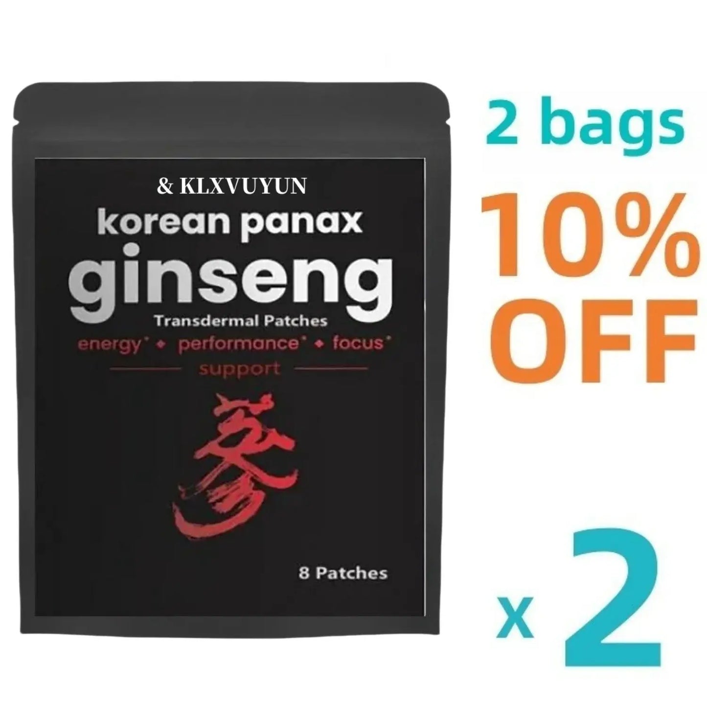 Korean Red Panax Ginseng 5000mcg 8 Transdermal Patches Strength Root ct Powder Supplement With High Ginsenosides - SlimmingHut