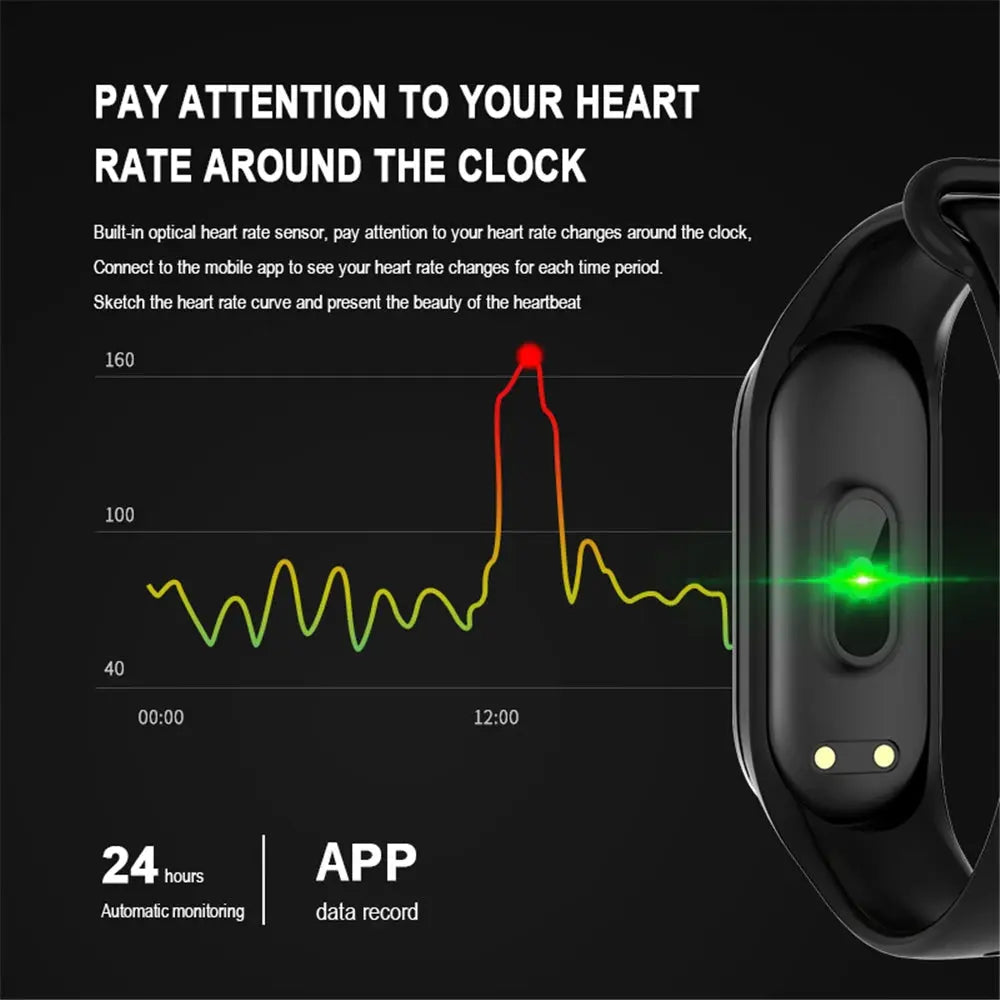 M4 Smart Digital Watch Bracelet for Men Women Smartwatch Heart Rate Monitor Pedometer Calorie Counter Health Sport Tracker Watch - SlimmingHut