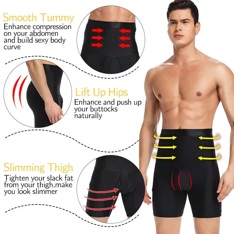 Men Body Shapers Tummy Control Shorts High Waist Slimming Underwear Seamless Belly Girdle Boxer Briefs Weight Loss Short Pants SlimmingHut