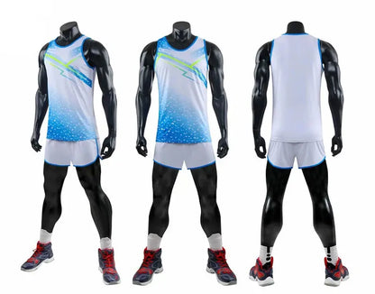 Men Women Camisetas Vest+Shorts Competition Running Set Track and field Sportswear Sprint Running Suit T-shirts Marathon Clothes - SlimmingHut