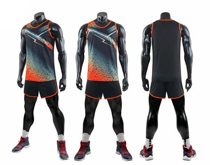 Men Women Camisetas Vest+Shorts Competition Running Set Track and field Sportswear Sprint Running Suit T-shirts Marathon Clothes - SlimmingHut