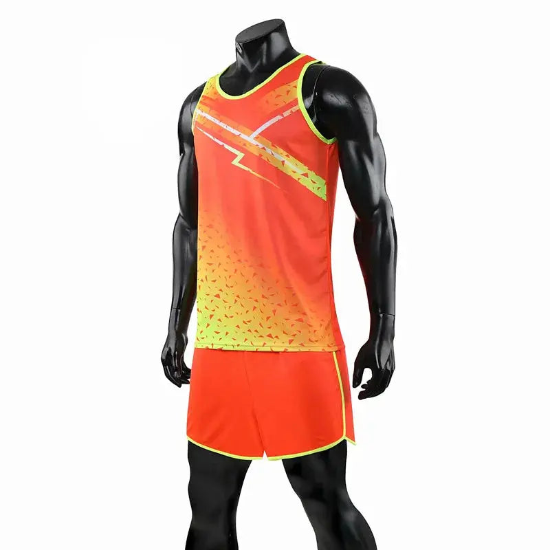 Men Women Camisetas Vest+Shorts Competition Running Set Track and field Sportswear Sprint Running Suit T-shirts Marathon Clothes - SlimmingHut