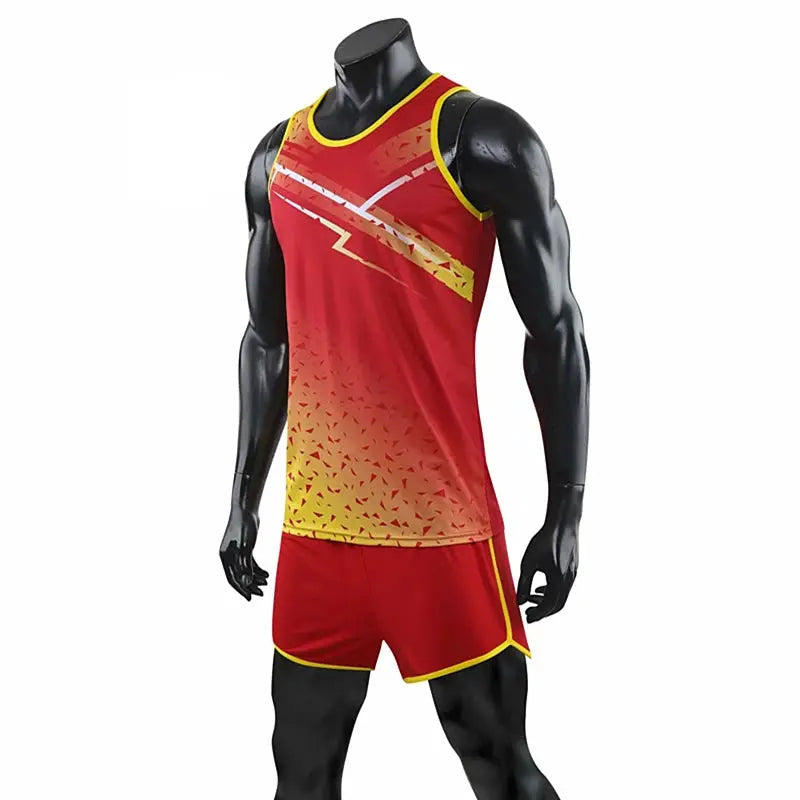 Men Women Camisetas Vest+Shorts Competition Running Set Track and field Sportswear Sprint Running Suit T-shirts Marathon Clothes - SlimmingHut