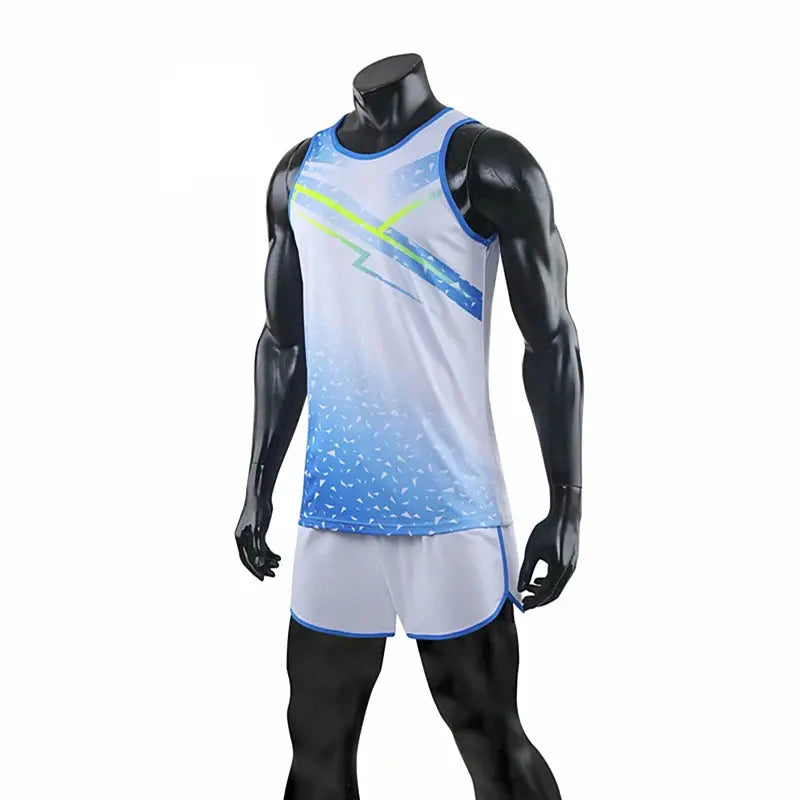 Men Women Camisetas Vest+Shorts Competition Running Set Track and field Sportswear Sprint Running Suit T-shirts Marathon Clothes - SlimmingHut