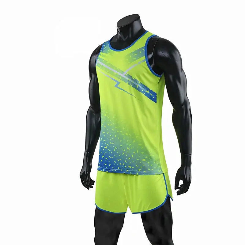 Men Women Camisetas Vest+Shorts Competition Running Set Track and field Sportswear Sprint Running Suit T-shirts Marathon Clothes - SlimmingHut