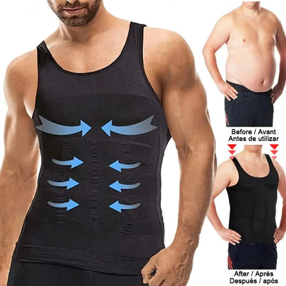 Mens Slimming Body Shaper Vest Shirt Abs Abdomen Slim Gym Workout Tummy Control Compression Tank Top Sleeveless Shapewear SlimmingHut