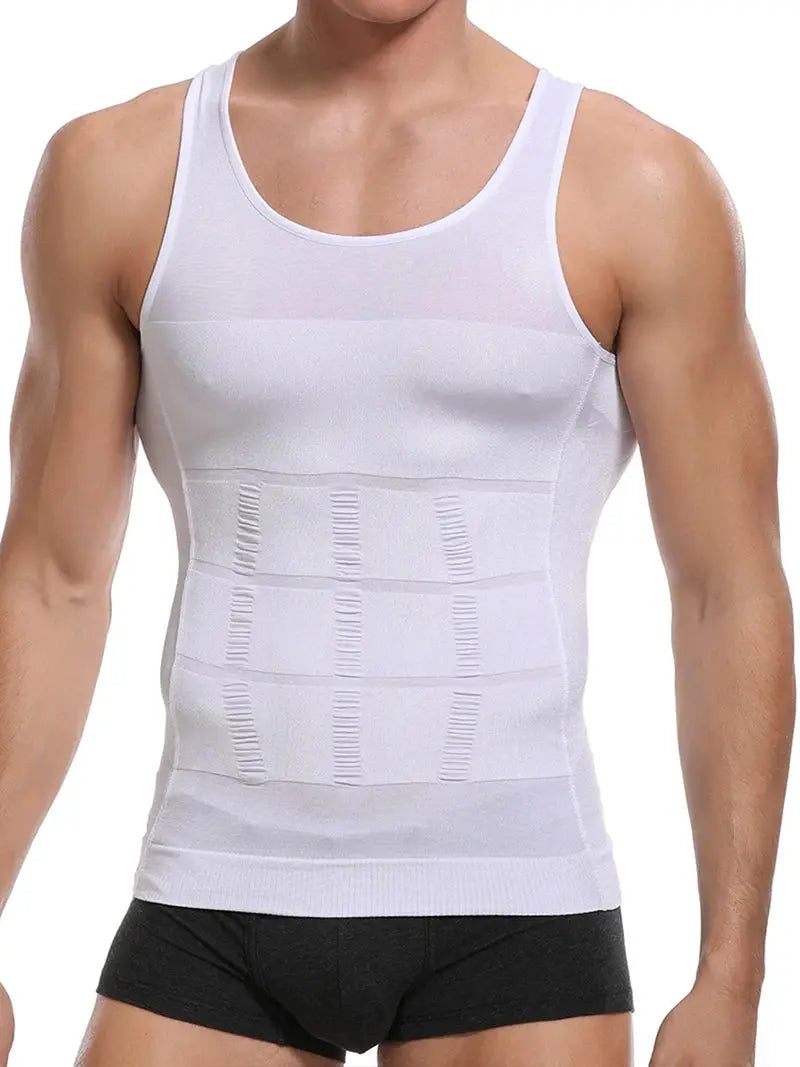 Mens Slimming Body Shaper Vest Shirt Abs Abdomen Slim Gym Workout Tummy Control Compression Tank Top Sleeveless Shapewear - SlimmingHut