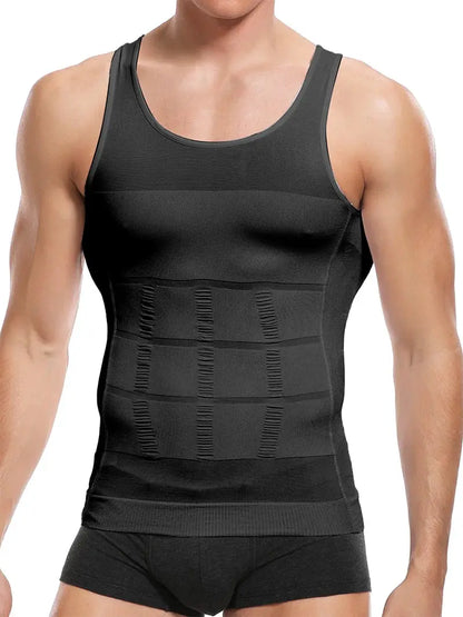 Mens Slimming Body Shaper Vest Shirt Abs Abdomen Slim Gym Workout Tummy Control Compression Tank Top Sleeveless Shapewear - SlimmingHut