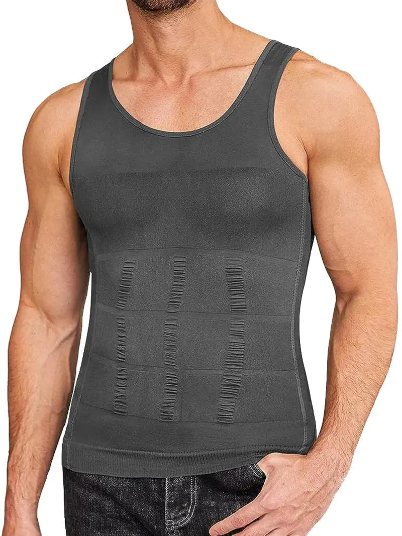 Mens Slimming Body Shaper Vest Shirt Abs Abdomen Slim Gym Workout Tummy Control Compression Tank Top Sleeveless Shapewear - SlimmingHut