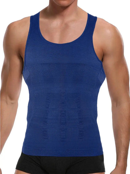 Mens Slimming Body Shaper Vest Shirt Abs Abdomen Slim Gym Workout Tummy Control Compression Tank Top Sleeveless Shapewear - SlimmingHut