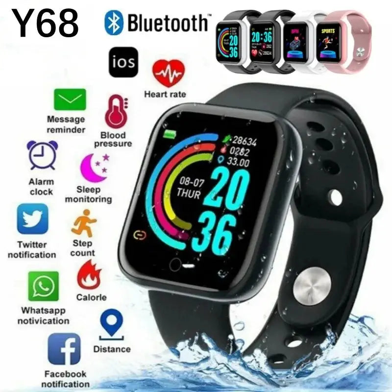 New Y68 Smart Watch Bluetooth Fitness Tracker Man Sports Watch Heart Rate Monitor Blood Pressure Smart Bracelet for Android Ios - SlimmingHut