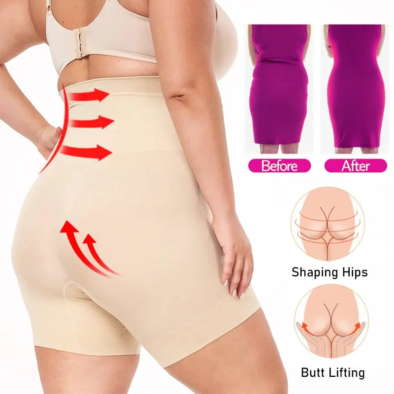 Plus Size Womens Shapewear High Waisted Body Shaper Tummy Control Panties Obesity Slimming Shapers Waist Trainer Shaping Shorts SlimmingHut