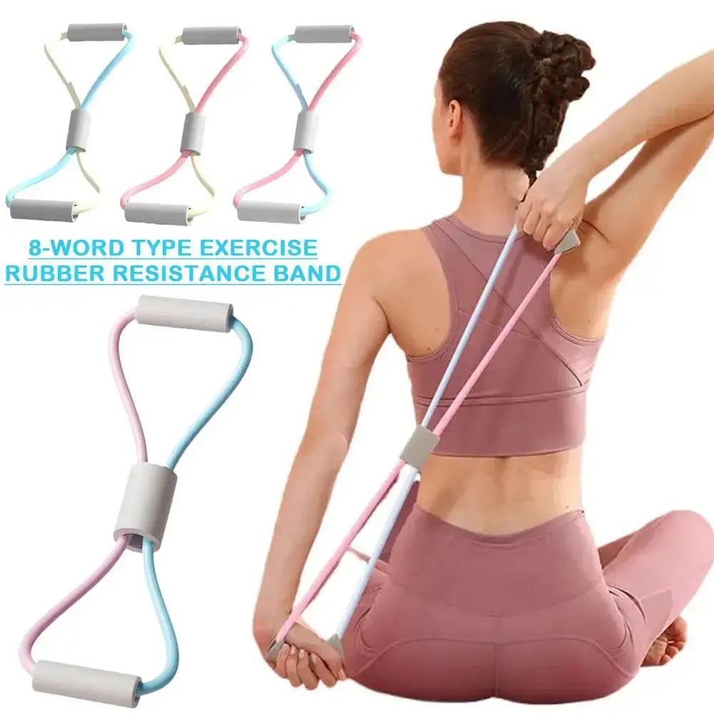 Resistance Bands Yoga 8 Word Tension Device Back Training Arm Open Fitness Rope Neck Exercise Stretch Equipment Belt Silico U9v3 - SlimmingHut