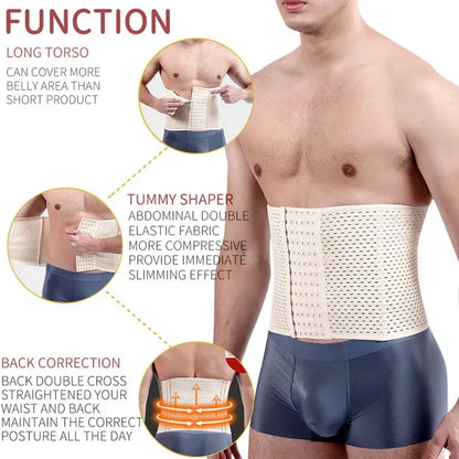 Men Slimming Body Shaper Waist Trainer Trimmer Belt Corset for Abdomen Belly Shapers Tummy Control Fitness Compression Shapewear SlimmingHut