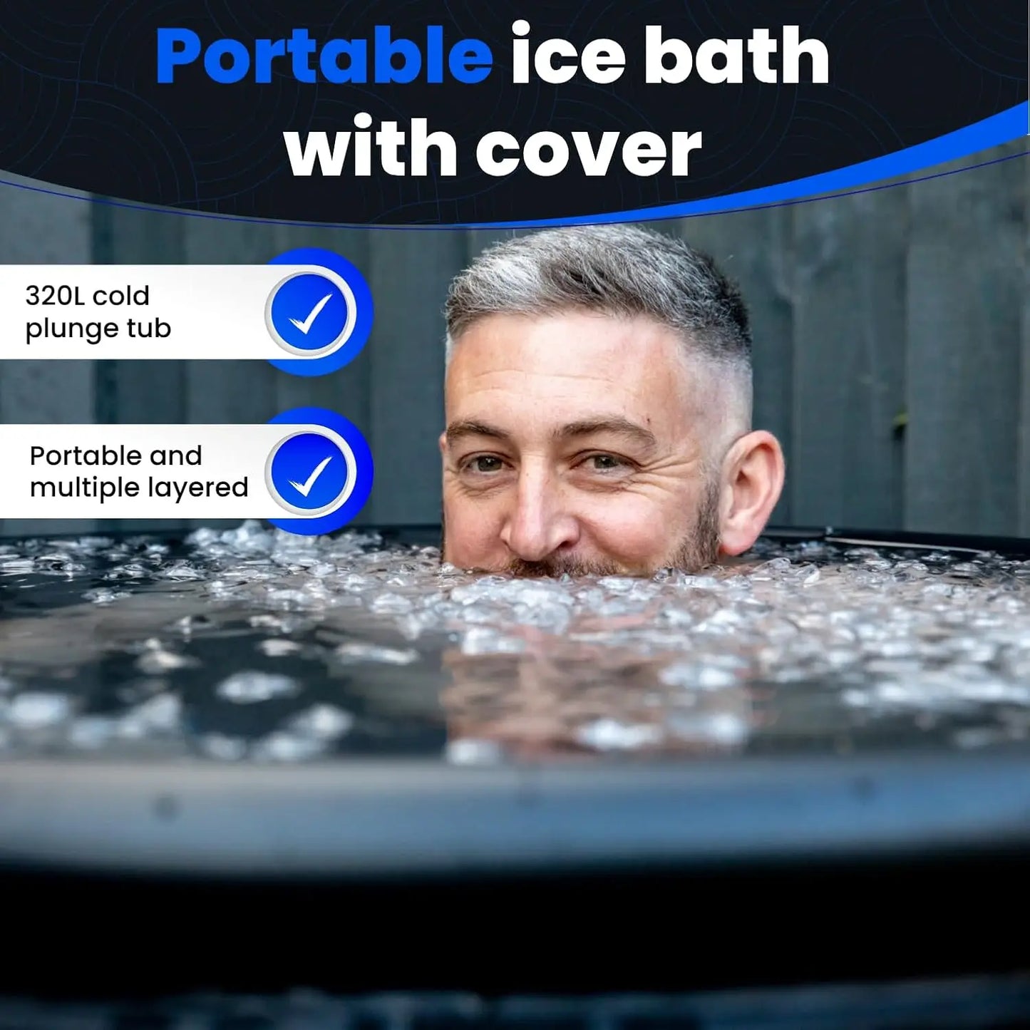 Portable Inflatable Ice Bath Tub for Athletes,Multiple Layered Cold Plunge Tub with Cover,Ice Plunge Tub for Cold Water Therapy SlimmingHut