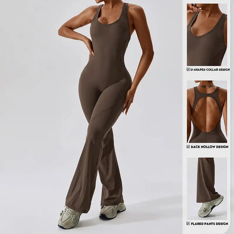 Sexy Back V Jumpsuit Gym Set Women Training Yoga Suit Sportswear Women Sports Jumpsuit Fitness Rompers Stretch Workout Bodysuits - SlimmingHut