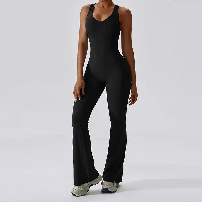 Sexy Back V Jumpsuit Gym Set Women Training Yoga Suit Sportswear Women Sports Jumpsuit Fitness Rompers Stretch Workout Bodysuits - SlimmingHut