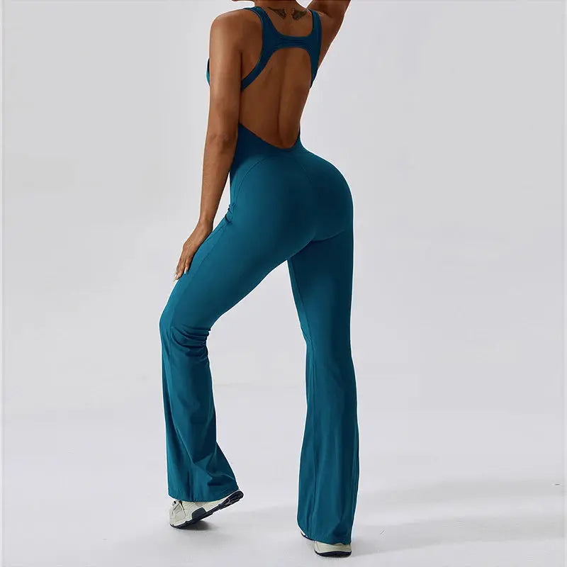 Sexy Back V Jumpsuit Gym Set Women Training Yoga Suit Sportswear Women Sports Jumpsuit Fitness Rompers Stretch Workout Bodysuits - SlimmingHut