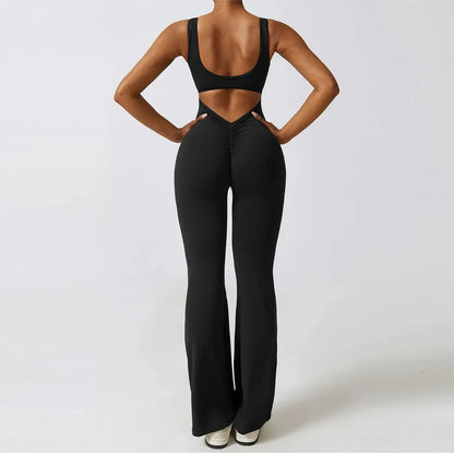 Sexy Back V Jumpsuit Gym Set Women Training Yoga Suit Sportswear Women Sports Jumpsuit Fitness Rompers Stretch Workout Bodysuits - SlimmingHut