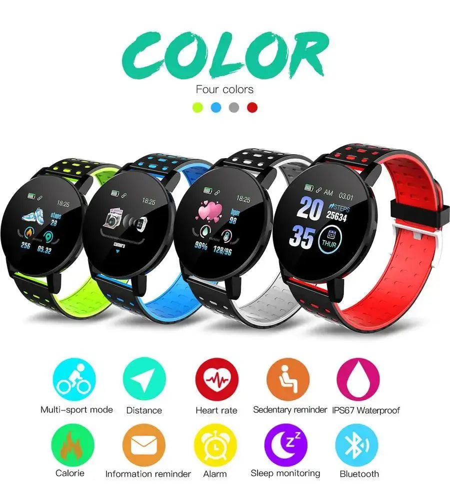 Smart Bracelet Blood Pressure Waterproof Sport Round Smartwatch Smart Clock Fitness Tracker for Android Ios Smart Watch - SlimmingHut