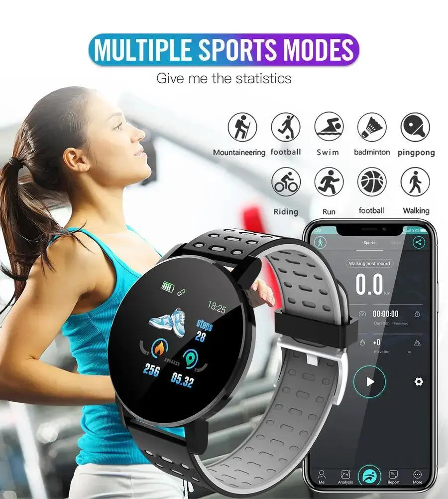 Smart Bracelet Blood Pressure Waterproof Sport Round Smartwatch Smart Clock Fitness Tracker for Android Ios Smart Watch - SlimmingHut