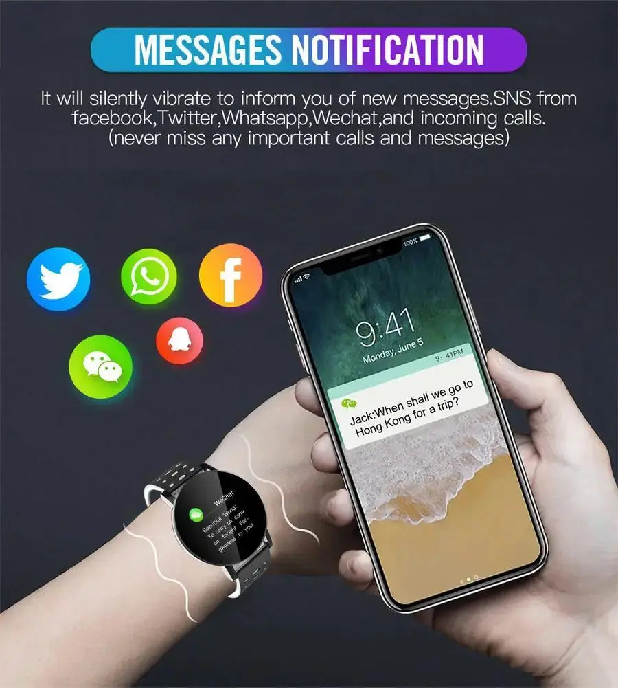 Smart Bracelet Blood Pressure Waterproof Sport Round Smartwatch Smart Clock Fitness Tracker for Android Ios Smart Watch - SlimmingHut