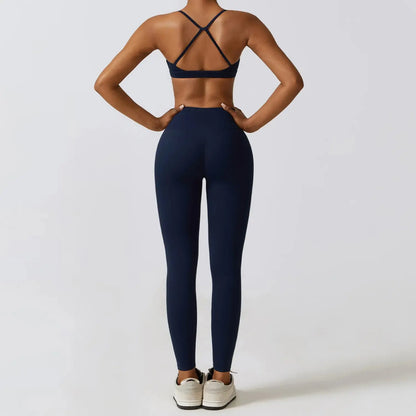 Sportswear Yoga Set Women's Workout Clothes Athletic Wear Sports Gym Legging Seamless Fitness Bra Crop Top Long Sleeve Yoga Suit - SlimmingHut