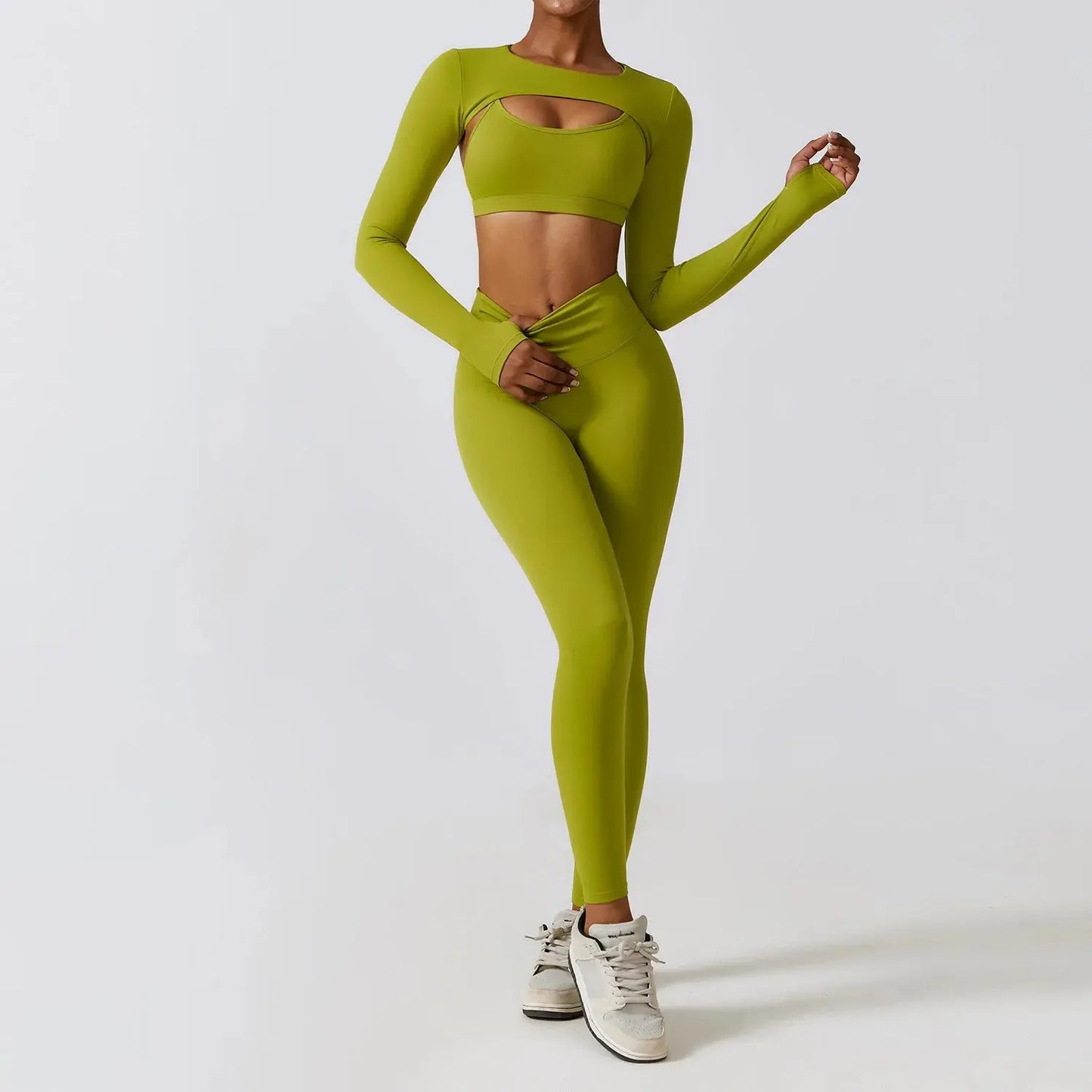 Sportswear Yoga Set Women's Workout Clothes Athletic Wear Sports Gym Legging Seamless Fitness Bra Crop Top Long Sleeve Yoga Suit - SlimmingHut