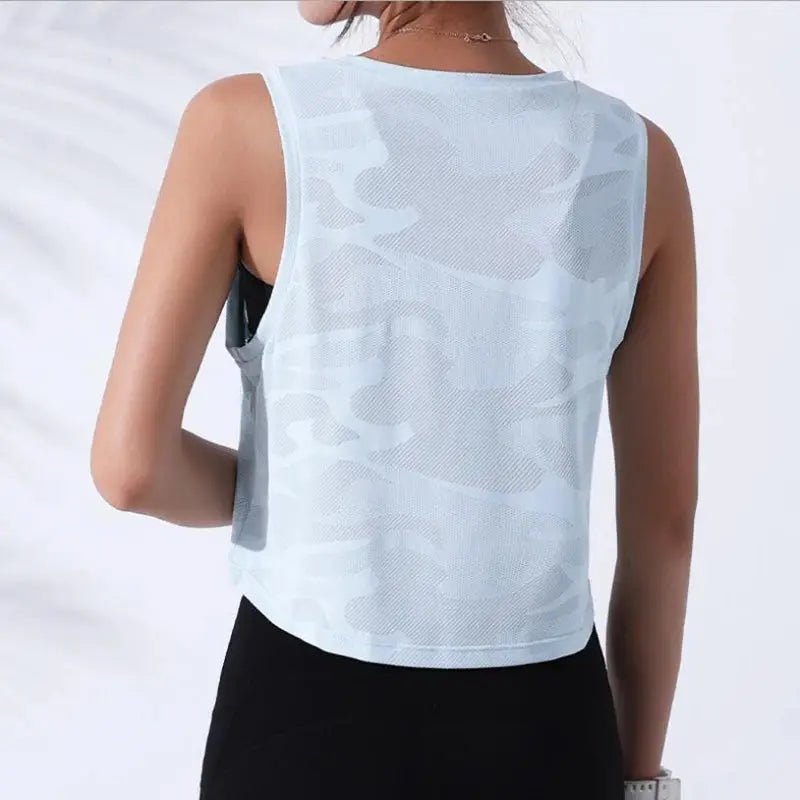 Women Camouflage Running Vest Fitness Crop Top Sleeveless Mesh Yoga Shirts Breathable Workout Gym Tank Tops Female Sportswear - SlimmingHut